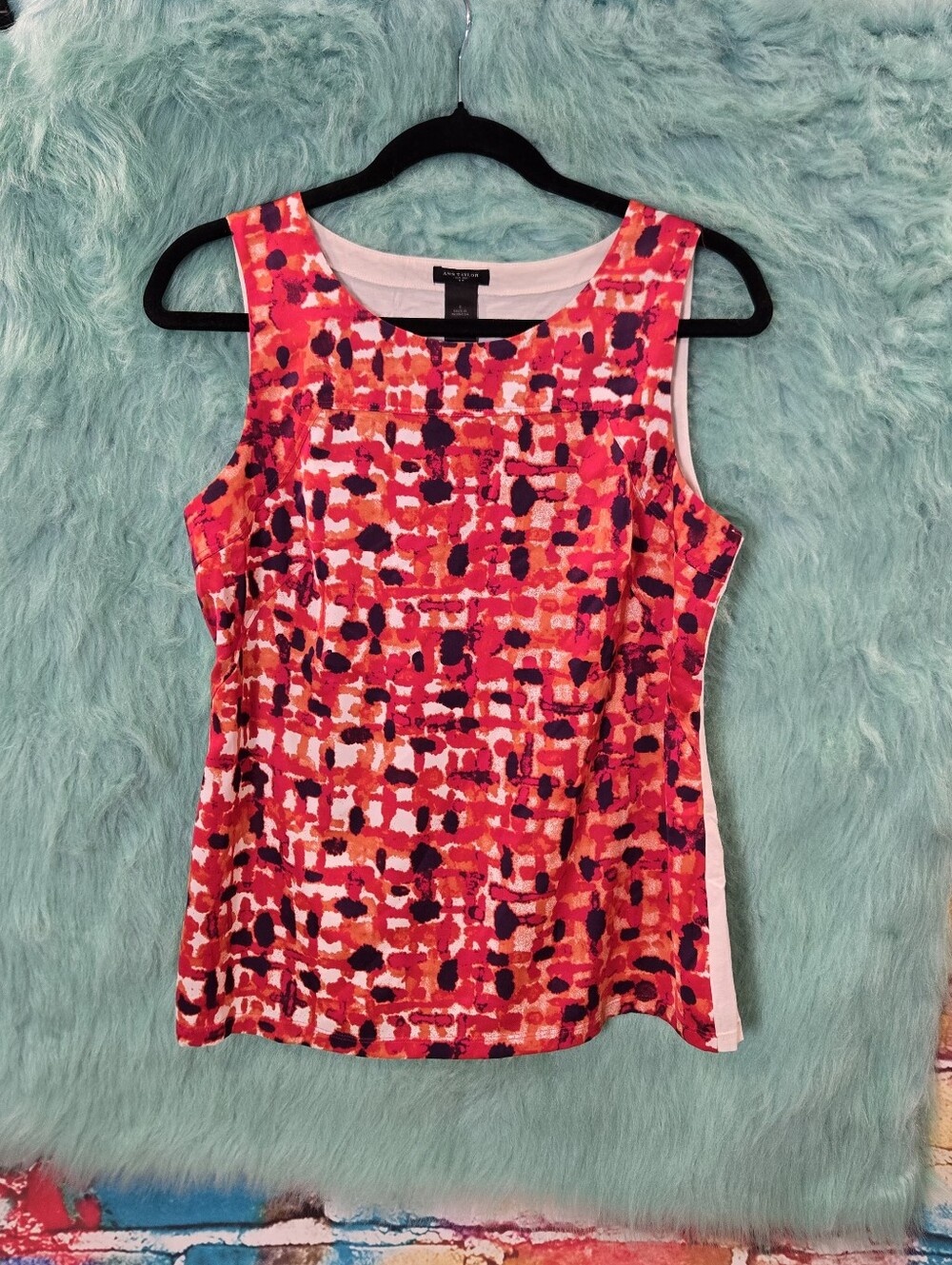 Ann Taylor Orange, Purple And White Sleeveless Top Size S